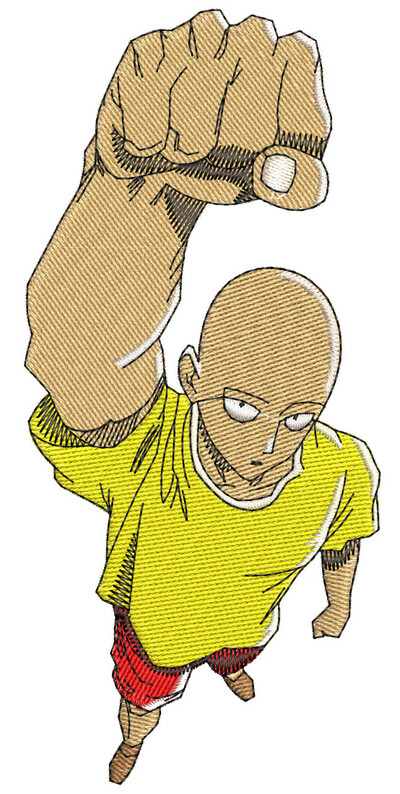 Anime Embroidery Pattern Saitama Fist Bump