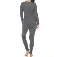 White Mark Women's 2 Piece Long Sleeve Waffle Thermal Pajama Set - Thumbnail 1