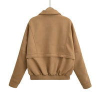 Suede jacket retro loose street distressed lapel work jacket top - Thumbnail 1