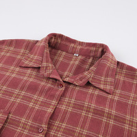 Vintage brick red tartan loose shirt - Thumbnail 4