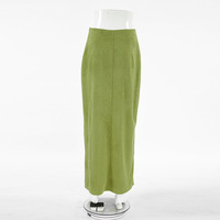 Avocado Green Suede Skirt - Thumbnail 2