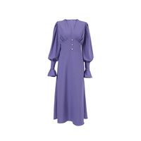 Waist-length purple A-line dress - Thumbnail 5