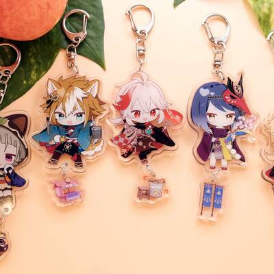 Genshin impact clear acrylic keychains with small charm - inazuma style - perfect gift for your friends and family!
