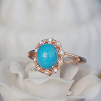 American Arizona Sleeping Beauty Turquoise Ring 925 Sterling Silver Ring Gift for Birthday Anniversary US size 7 - Thumbnail 1