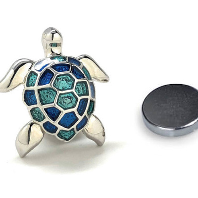 Caribbean blue turtle lapel pin magnet backing summer jewelry enamel pin tropical beach day wedding pin groomsmen gift jacket pin backpack