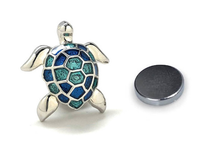 Caribbean Blue Turtle Lapel Pin Magnet Backing Summer Jewelry Enamel Pin Tropical Beach Day Wedding Pin Groomsmen Gift Jacket Pin Backpack