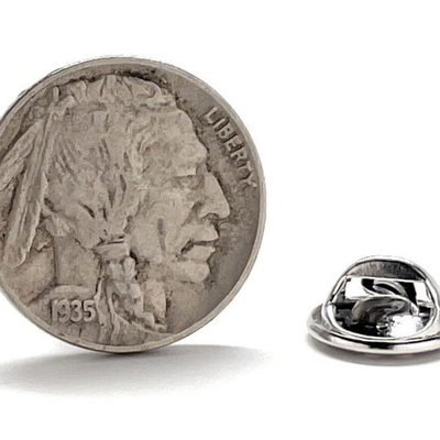 Native american head nickel lapel pin minted in 1913-1938 united states early coin enamel pin backing  tie pin enamel pin backing groomsmen gift pin