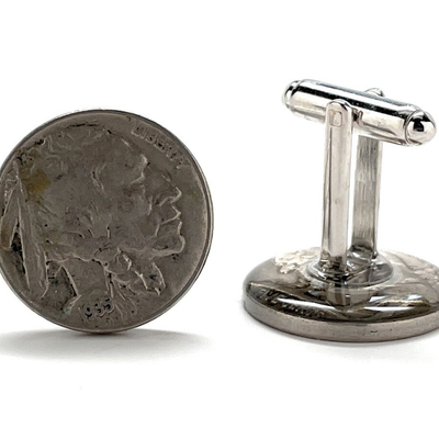 Famous native american nickels cufflinks nickels from the old west minted in us from 1913-1938 readable dates gift for dad america frontier bison