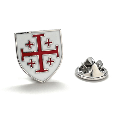 Crusaders shield pin red and white enamel pin jerusalem cross lapel pin 3d five-fold cross pin tie tack lanyard pins