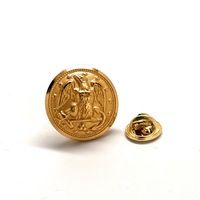 Vintage US Navy Brass Eagle and Anchor Lapel Pin by Waterbury Co. - Authentic Navy Dress Uniform Pin - Thumbnail 1