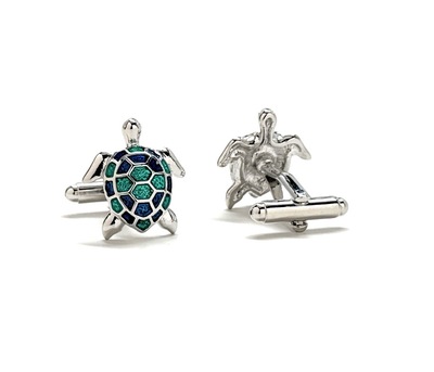Sea Turtle Cufflinks Tropical Turtle 3D Ocean Silver