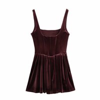 Sexy small sling design waist velvet dress - Thumbnail 1