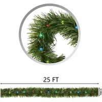 25Ft Prelit Christmas Garland with 100 Colorful String Lights - Thumbnail 1
