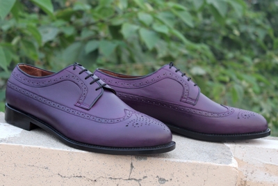 Classic Men Purple Leather Lace up Oxford Wingtip Dress Shoes