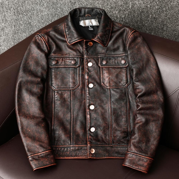  Mens Jacket Brown Real Leather Jacket Brown Leather Jacket 2024