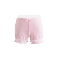 Lace Panel Square Neck Long Sleeve T-shirt Low Waist Bow Decorated Slim Fit Hottie Shorts Set - Thumbnail 2