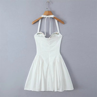 Halter neck floral embroidered open back tutu skirt - Thumbnail 4
