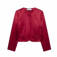 Bow Decorated Satin Suit + Skirt Set - Thumbnail 5