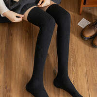 Casual Wool Solid Color Over The Knee Stockings Accessories-Homeunderwear - Thumbnail 3