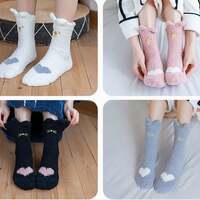 Cute Cat Coral Velvet Sleep Socks Women Plus Velvet Thick Tube Socks Winter Warm Home Sleeping Floor Socks - Thumbnail 3
