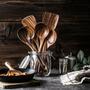 Nordic 7 pieces Set Teak Natural Wood Tableware Spoon Ladle Turner Long Rice Colander Soup Skimmer Cooking Spoons Scoop Kitchen Tool Set-2