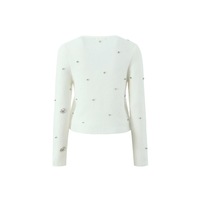 Deep V-neck bow-knit sweater - Thumbnail 1