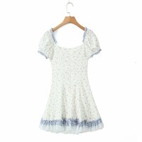 Drawstring lace print dress sweet loli style short sleeves short skirt - Thumbnail 2