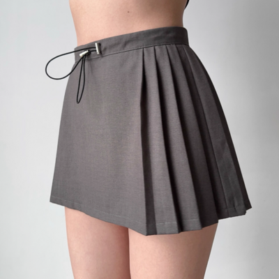 Grey skirt with elasticated side pleats
