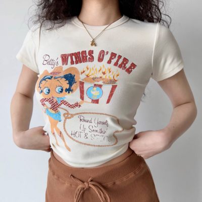 Retro Betty Boop cartoon print round neck short sleeve T-shirt