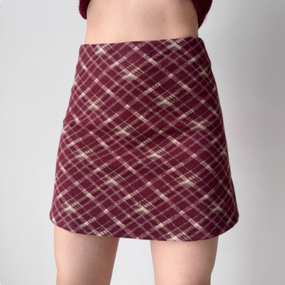 Ankola red plaid skirt short skirt a-line skirt