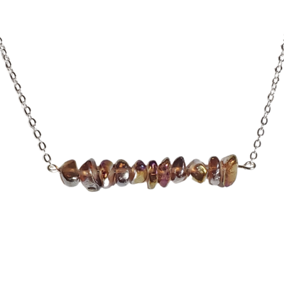 Bronze ab glass chip necklace