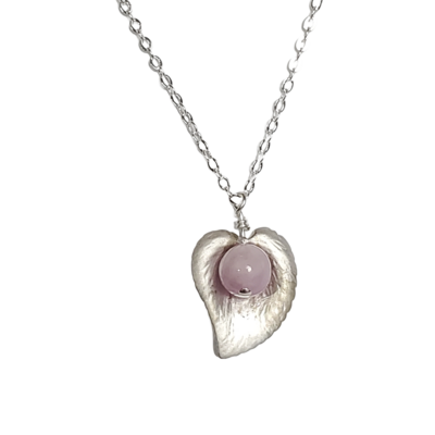 Purple chalcedony leaf necklace