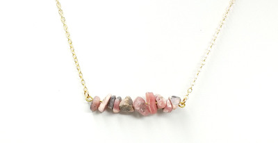 Rhodochrosite Mineral Inca Rose Chip Necklace