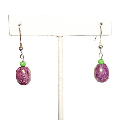 Marbled purple and green beaded earrings