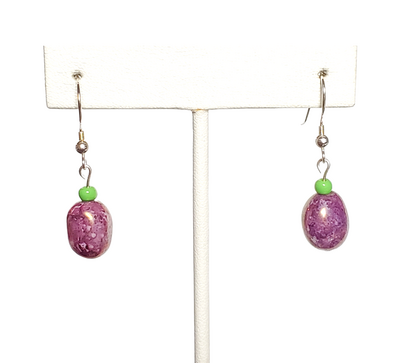 Marbled Purple and Green Beaded Earrings