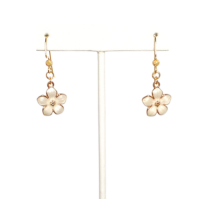 White magnolia flower earrings