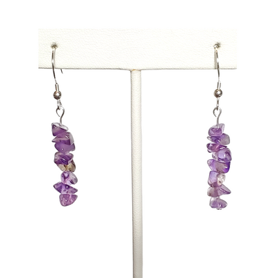 Amethyst chip earrings with sterling silver hooks