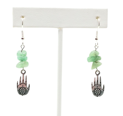 Henna Hand and Green Aventurine Earrings