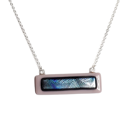 Dichroic geometric on lavender fused glass bar necklace - Thumbnail 1