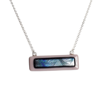 Dichroic Geometric on Lavender Fused Glass Bar Necklace