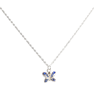 Children's Sterling Silver and Blue Crystal Butterfly Necklace