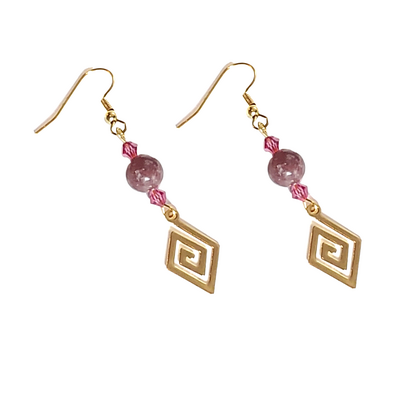 Lepidolite, pink crystals, and swirl charm earrings