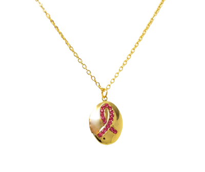 Breast Cancer Awareness Pink Ribbon Locket Necklace