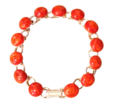 Fiery Red Fused Stained Glass Bracelet