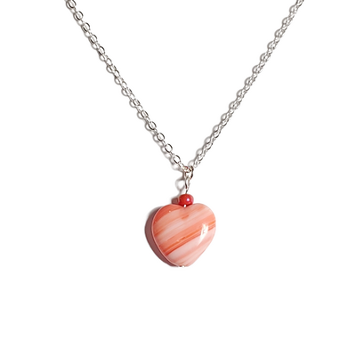Peppermint Glass Heart Pendant Necklace