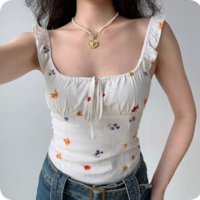 Floral Print Front Tie Camisole - Thumbnail 2