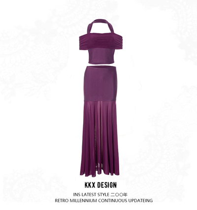 Sexy and elegant halterneck short top and skirt