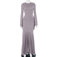 Solid color bell sleeve waist elegant fishtail skirt - Thumbnail 5