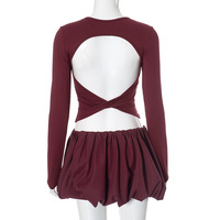Tight backless twist top and bud skirt elegant suit - Thumbnail 2