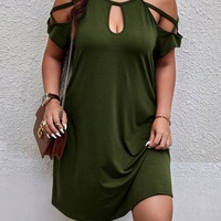 Plus Size Women's Spring and Summer New Cut Out Dress - Thumbnail 2
